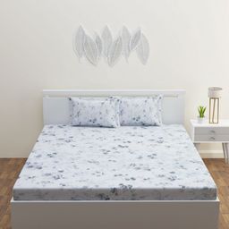 HAPPY HUES Blue & White Floral 180 TC King Bedsheet with 2 Pillow Covers-image-56