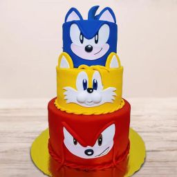 Three Tier Sonic Theme Fondant Kids Cake-image-6
