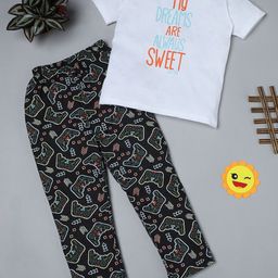 RAINE AND JAINE Girls Typography Printed Pure Cotton Night suit-image-75