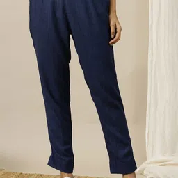 AURELIA Women Solid Slim Fit Pleated Casual Trousers-25
