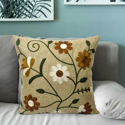 Vinayaka Fab Peach-Coloured Embroidered Square Cushion Covers-picture-16