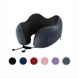 BILLEBON Grey Memory Foam Filled Polycotton Breathable Travel Pillow-53