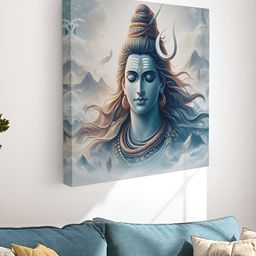 Myntra Elegant Homes Blue & White Lord Shiva Canvas Wall Painting-image-77