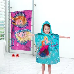 Disney Kids Multicoloured 2 Pc Frozen Print Hooded & Bath Towel Set-picture-16