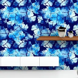 ArtzFolio Blue & White Abstract Printed UV Resistant Wallpaper-image-30