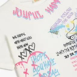 Koton Girls Printed V-Neck Applique T-shirt-image-98