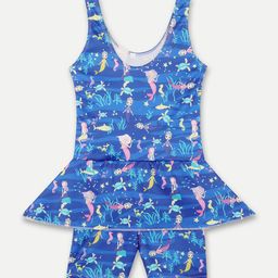 Aqua Holic Girls Abstract Printed Round Neck Swimwear-image-128