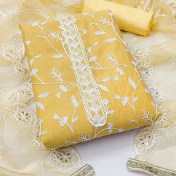SAINOOR Embroidered Semi-Stitched Dress Material-image-11