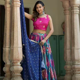 Moda Rapido Printed Semi-Stitched Lehenga & Unstitched Blouse With Dupatta image 3