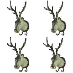 IndianShelf Bronze and Yellow 4 Pieces Brass Deer Wall Hooks-18