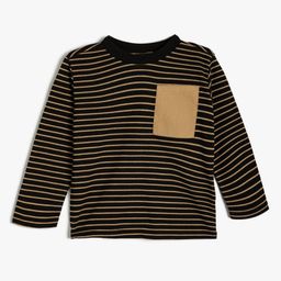 Koton Boys Striped Drop-Shoulder Sleeves Pockets T-shirt-picture-29