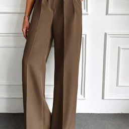 BROADSTAR Women Smart Loose Fit High-Rise Easy Wash Pleated Trousers-picture-24