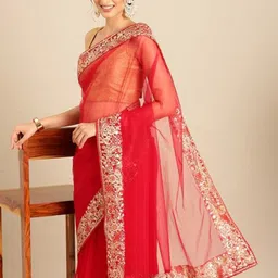 DIVASTRI Sequinned Net Saree image 2