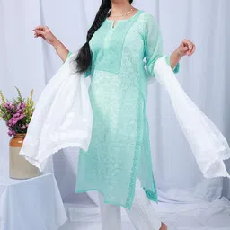 Pakeeza Floral Embroidered Handloom Kurti-image-14