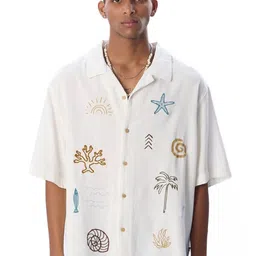 Urban Monkey Men Comfort Oversized Fit Graphic Printed Cuban Collar Cotton Casual Shirt-image-33