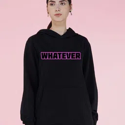 NUSYL Women Typography Printed Hood Fleece Pullover Oversized Sweatshirt-image-85