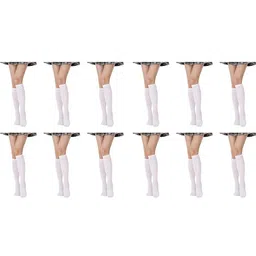MUKHAKSH Women White Cotton Pair Of 12 Knee Length Socks-picture-57
