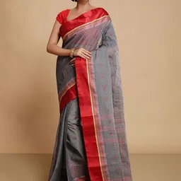 WoodenTant Woven Design Pure Cotton Taant Saree-picture-17