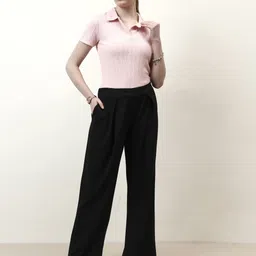 Athena Immutable Women Relaxed Easy Wash Pleated Trousers-image-76