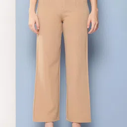 Girls Casual Wear Beige Colour Solid Crepe Pant-image-18