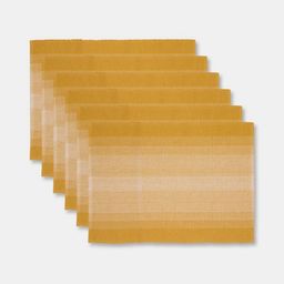 Fabindia Amir 6Pcs Mustard-Yellow & White Color-Blocked Rectangular Table Placemats image 5