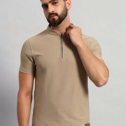 ATICX Men Brand Logo Mandarin Collar Antimicrobial Slim Fit T-shirt-image-27
