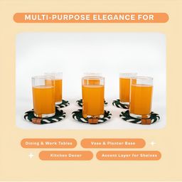 Umami Studio Set Of 6 Green Rope Coasters With Holder image 5