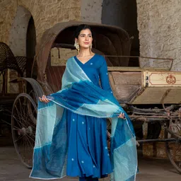 DIVASTRI Floral Printed Anarkali Kurta With Trousers & Dupatta-picture-15