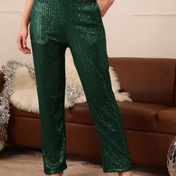 The Roadster Lifestyle Co Women Embellished Mid-Rise Trousers-image-83