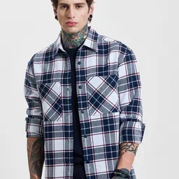 Snitch Men Relaxed Tartan Checks Opaque Checked Casual Shirt-picture-26
