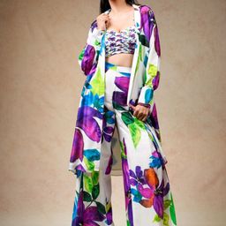 THETAA Printed Collar Neck Tunic, Bustier With Palazzos Co-Ords-picture-29