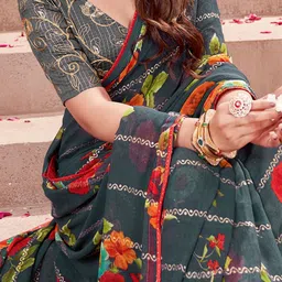 Anouk Rustic Floral Poly Georgette Saree image 5