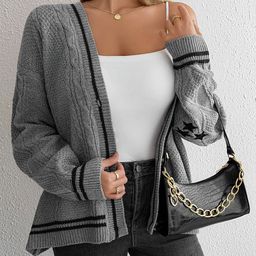 all about you Geometric Self Design V-Neck Cardigan-picture-44