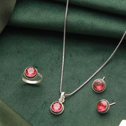 Saraf RS Jewellery Silver Plated American Diamond Studded Jewellery Set-image-92