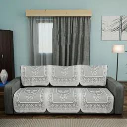 Kuber Industries Grey & White Cotton Sofa Cover-image-82