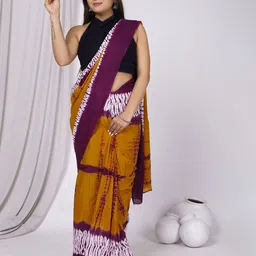 JAIPURI PRINT Tie and Dye Pure Cotton Ombre Saree-13