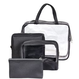 prettykrafts Black & Transparent 4 Pieces Reusable Travel Pouches Organisers-2