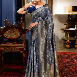 Mitera Woven Design Zari Silk Blend Banarasi Saree-image-97