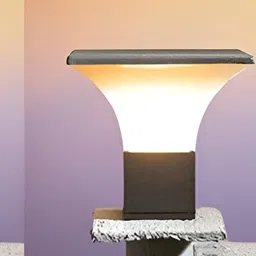 KINIS Grey & White 2 Pcs Frustum Shaped Weatherproof & Rust-Resistant Outdoor Pole Lamps-image-66