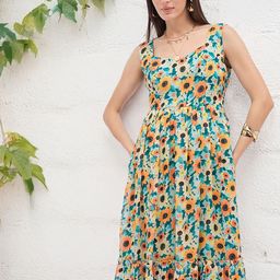 all about you Women Floral Printed Shoulder Straps Tiered Fit & Flare Maxi Dress-picture-22
