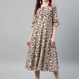 IKRASS Women Floral Printed Festive Cotton Anarkali Kurtas-picture-31