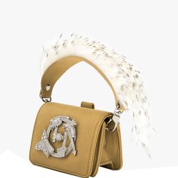 Outhouse Suede Structured Handheld Bag with Fringed image 3