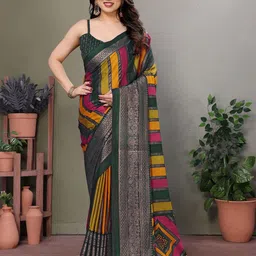 ROOP SUNDARI SAREES Women's Striped Foil Work Silk Saree-image-54