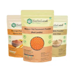 HerbsLand Set Of 3 Masoor- Multani & Orange Peel Face Pack Powder- 150 g Each-28