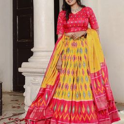 Aavisa Queency Printed Ready to Wear Silk Lehenga & Unstitched Blouse With Dupatta-picture-13