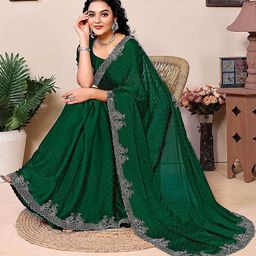 ANJANI TEXTILE Embellished Beads and Stones Tissue Heavy Work Saree-image-109