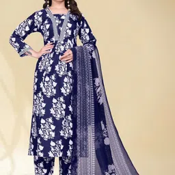 MISS CLOTHING Women Floral Printed Regular Kurta with Trousers & With Dupatta-12