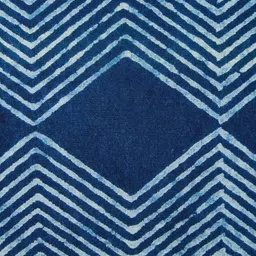 Fabindia Indigo Dabu Blue & White Geometric Printed Cotton Square Cushion Cover-14