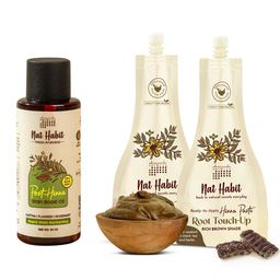 Nat Habit 2 Pcs Root Touch Up Henna Paste & Post Henna Stain Boost Oil Hair Care Combo-13