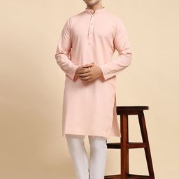 SKAVIJ Band Collar Pure Cotton Kurta With Trousers-image-76